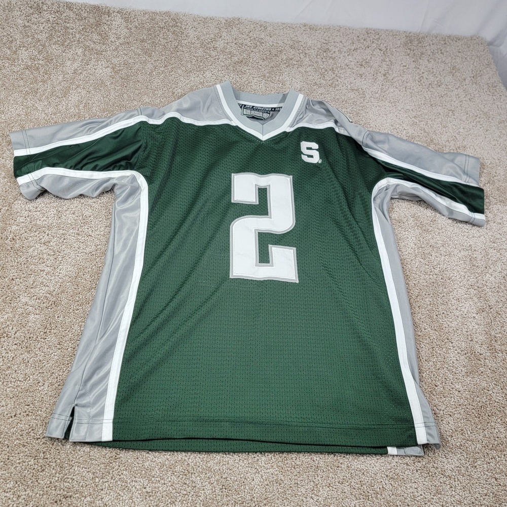 Steve & Barrys Michigan State Spartans Football Jersey Green White Sz Large Vtg